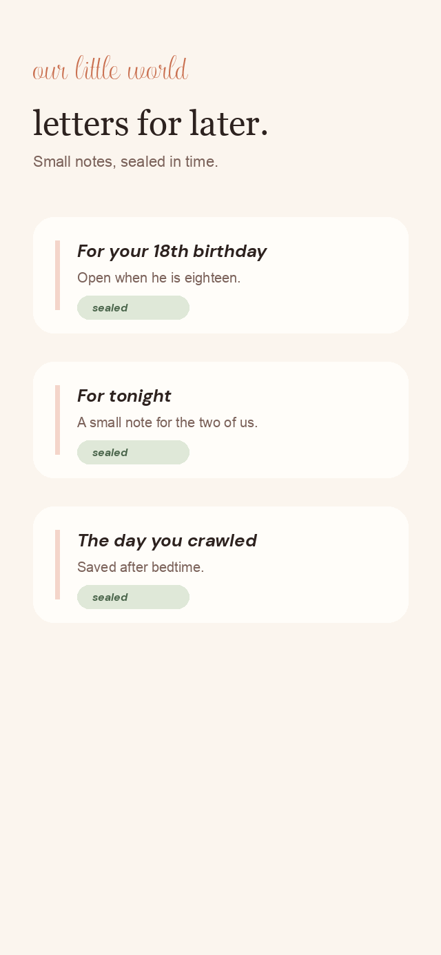 Our Little World app letters screen